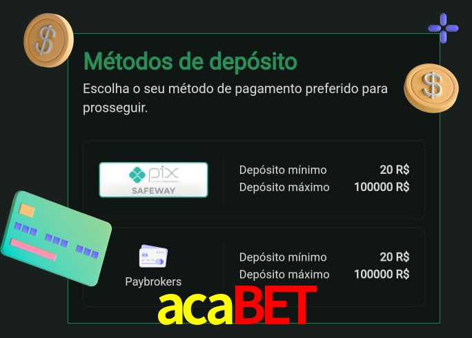 O cassino acabet oferece uma grande variedade de métodos de pagamento